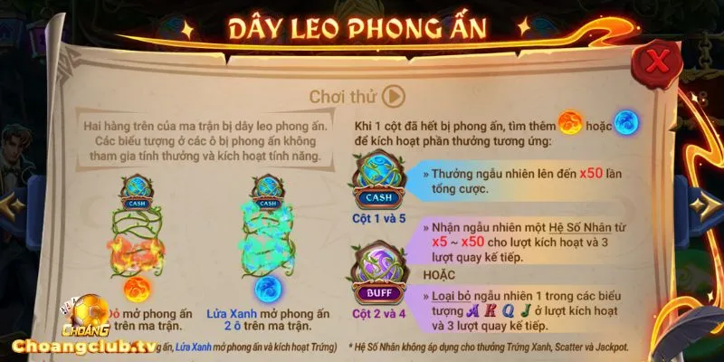 Cột được giải ấn sẽ kích hoạt phần thưởng